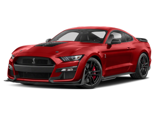 red 2021 ford mustang front left angle view