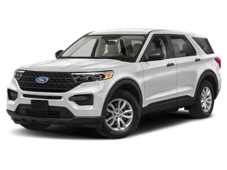 white 2021 ford explorer front left angle view