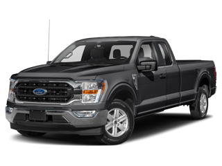 black 2022 Ford F-150 truck front angle left view