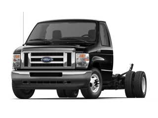 black ford e-350 front angle left view