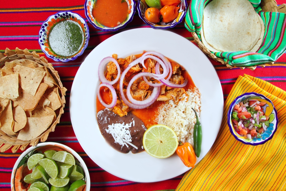 top view of mexican food on a plate