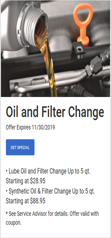 Oil and Filter Change Offer